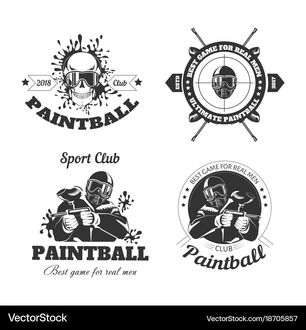 Paintball game sport club logo templates of gamer vector image