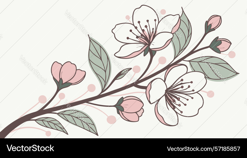 Rustic floral branch art design generative ai vector image