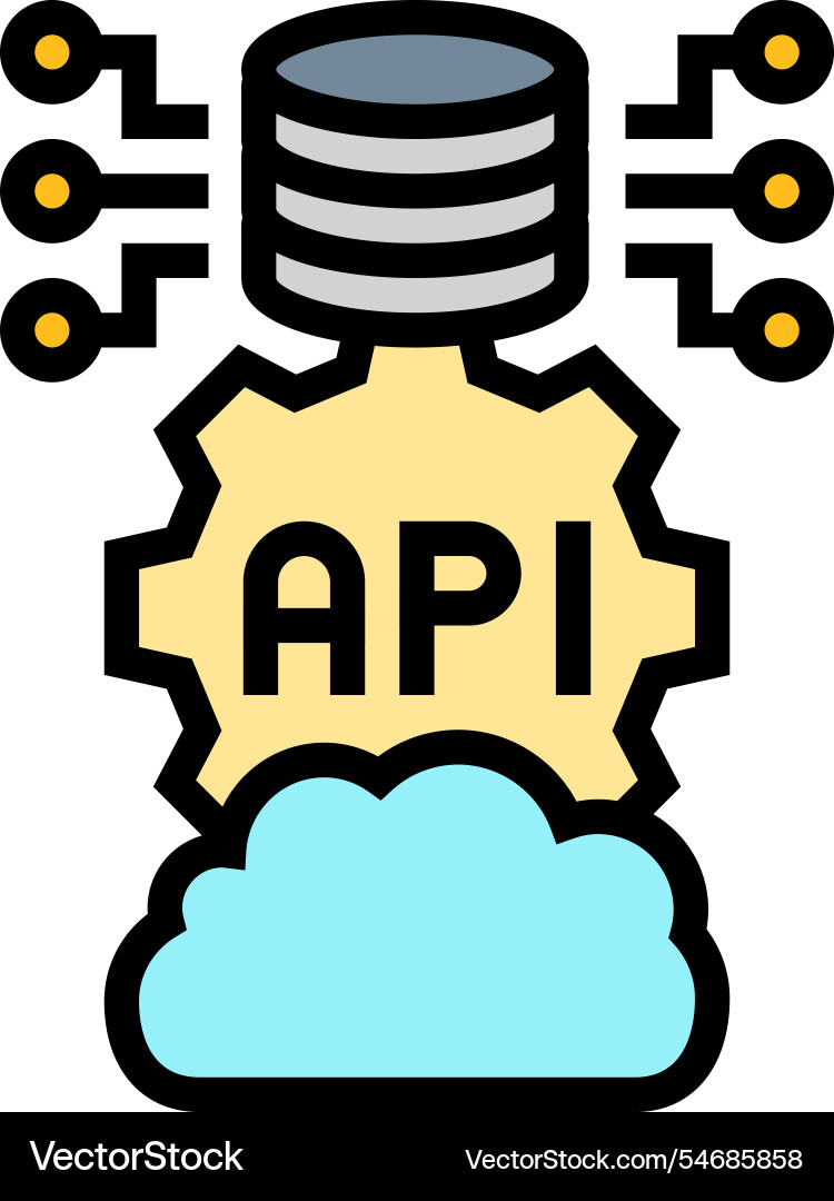 Api-Verbindung Cloud Computing-Farbsymbol Api-Verbindung Cloud Computing-Farbsymbol Vektorbild
