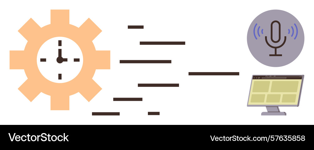 Automation concept with clock gear voice input vector image