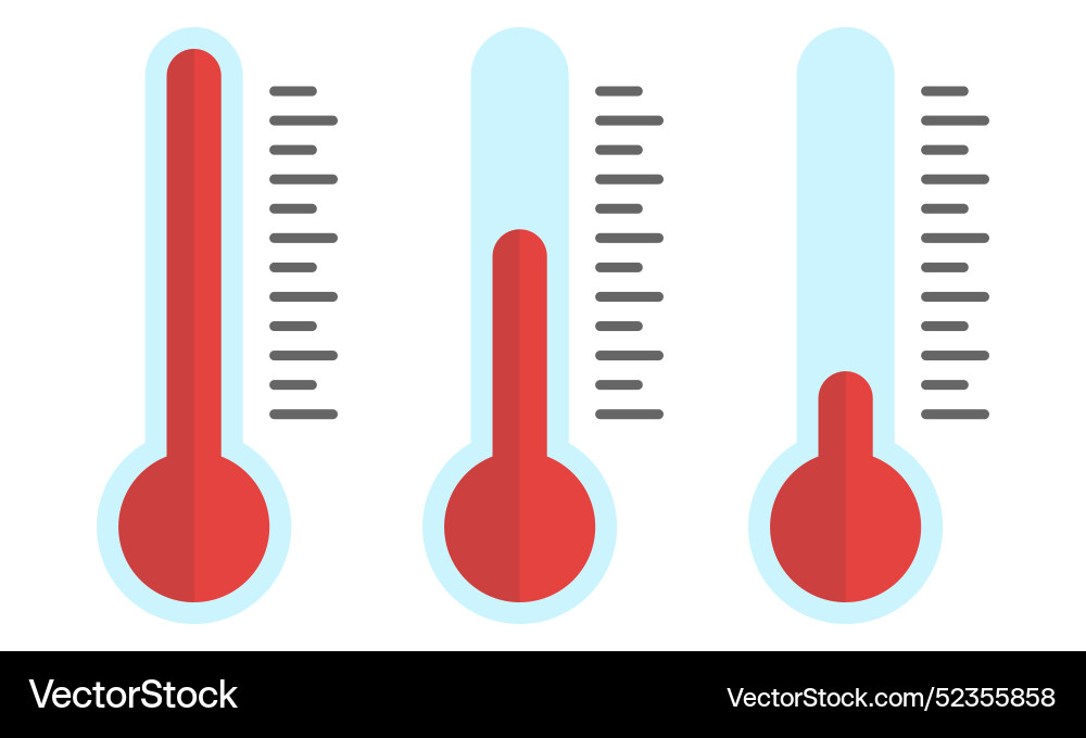 Thermometers with different levels of temperature Thermometers with different levels of temperature vector image