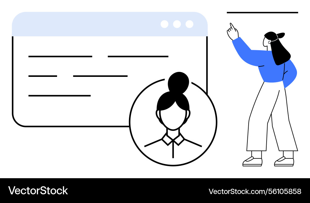 User profile management concept with web interface Vector Image