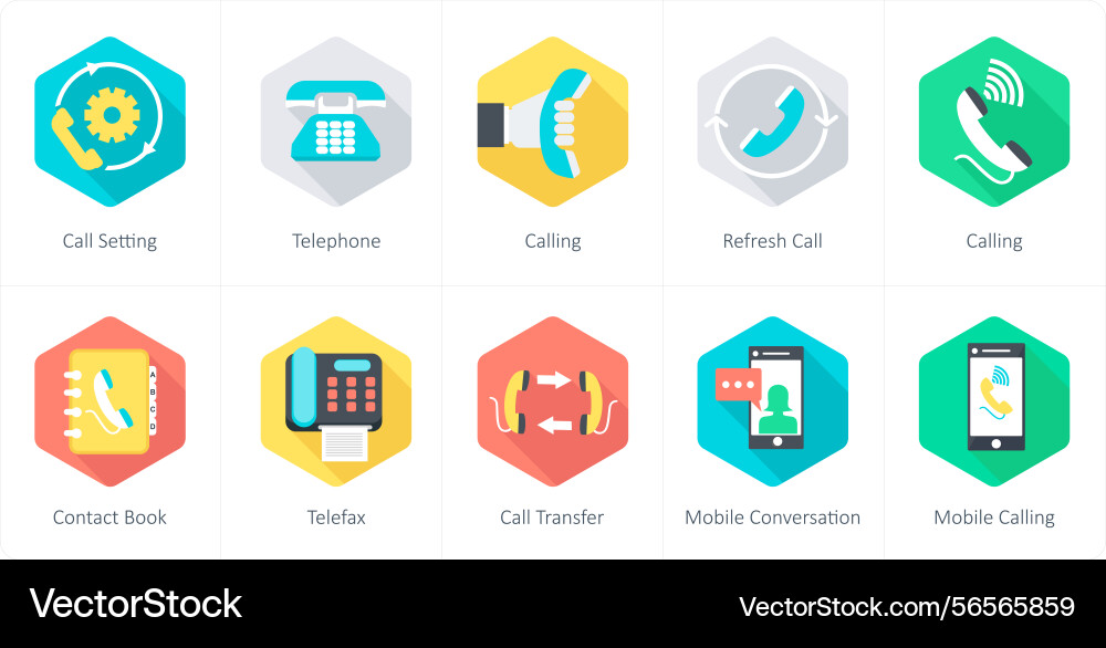 A set of 10 communication icons as call setting Vector Image