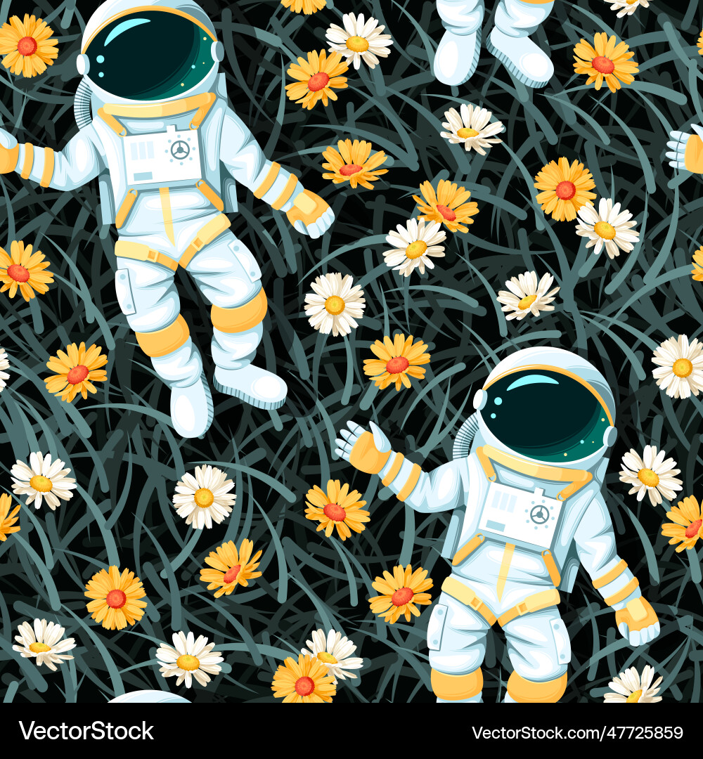 Astronaut Meadow Pattern Vector Image