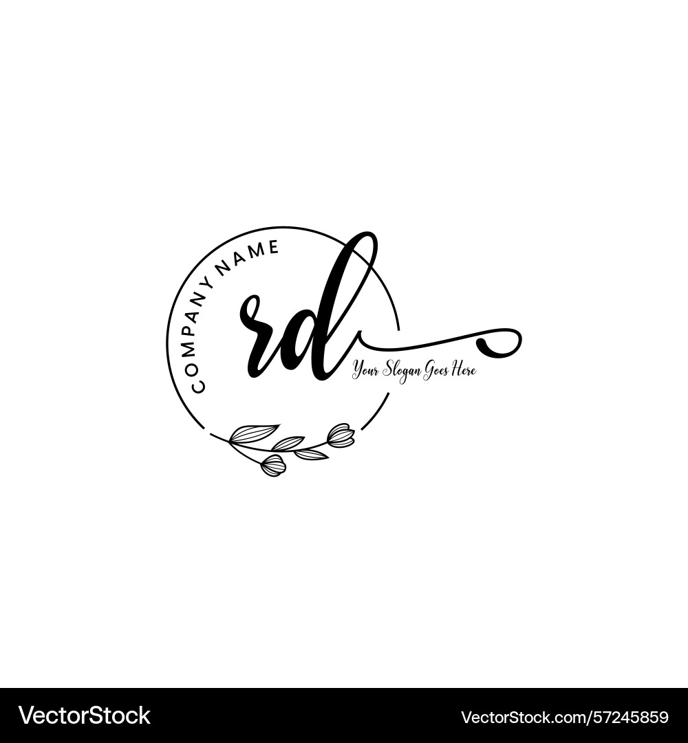 Elegant rd initial logo design with botanical Vector Image