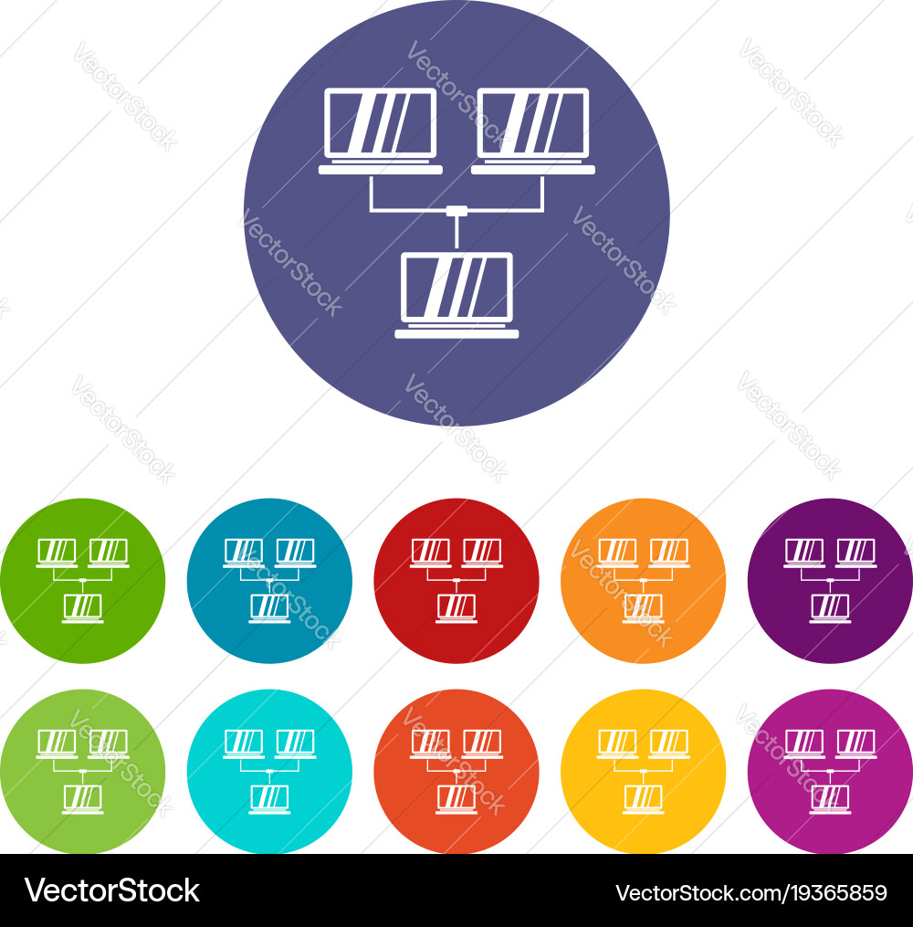 Exchange of data between computers set icons vector image