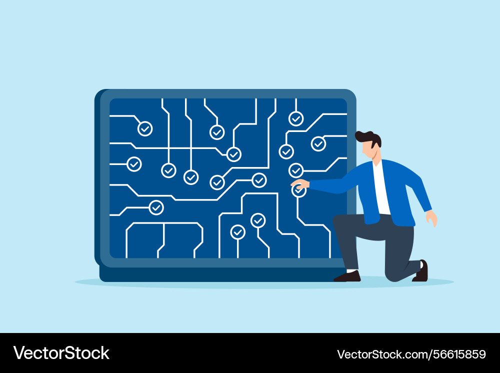 Flat of remote worker connecting checklist Flat of remote worker connecting checklist vector image