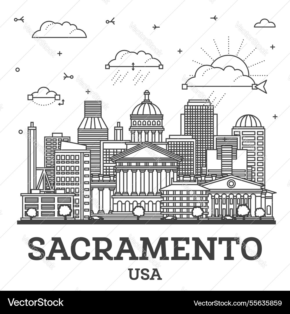 Outline sacramento california city skyline Outline sacramento california city skyline vektorbild