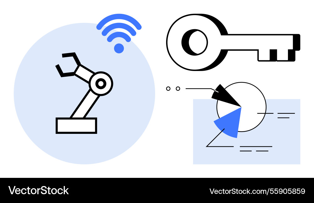 Robotic arm automation data security vector image