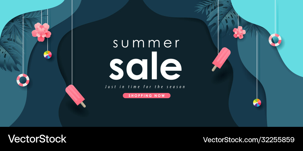 Sommerverkaufsdesign mit Papierschneidelementen Sommerverkaufsdesign mit Papierschneidelementen vektorbild