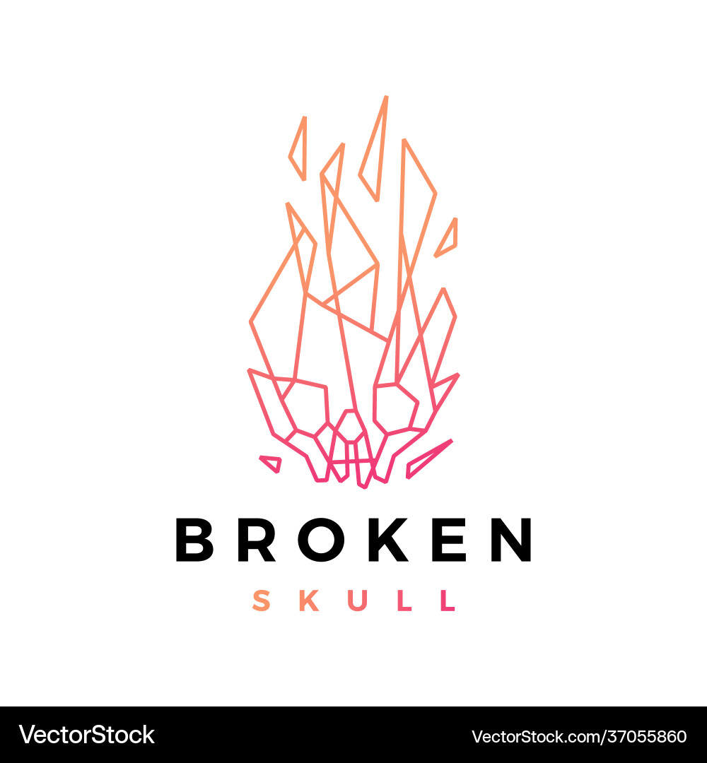 Broken skull tech glass geometric polygonal logo Broken skull tech glass geometric polygonal logo vector image