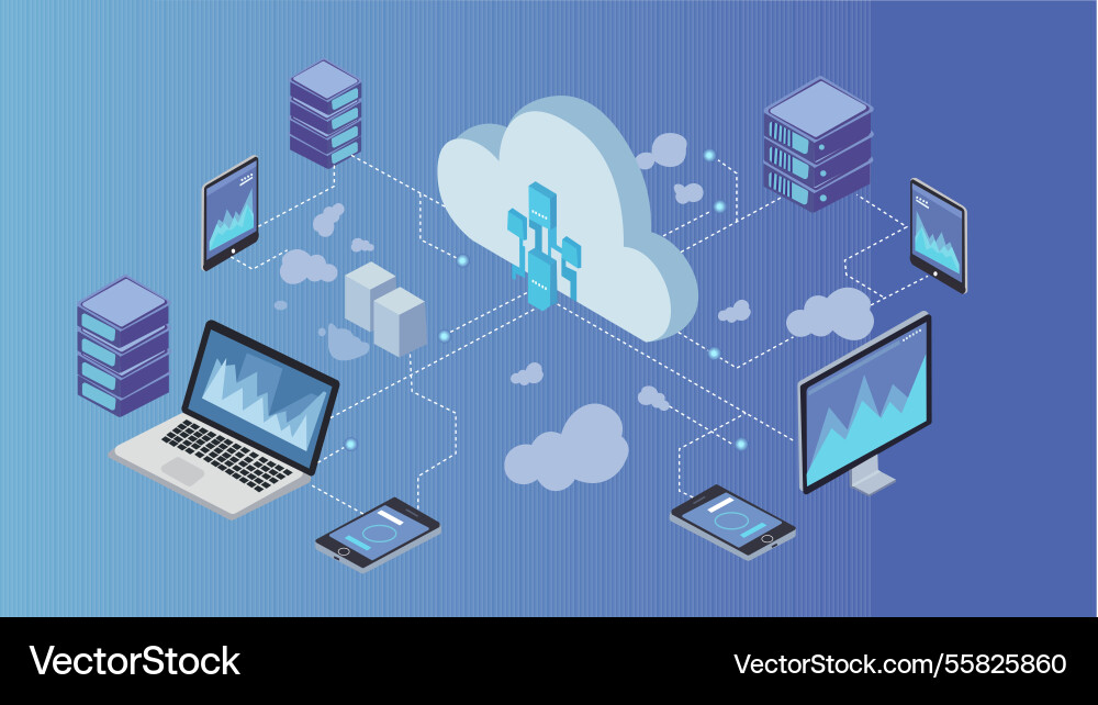 Cloud computing network vector image