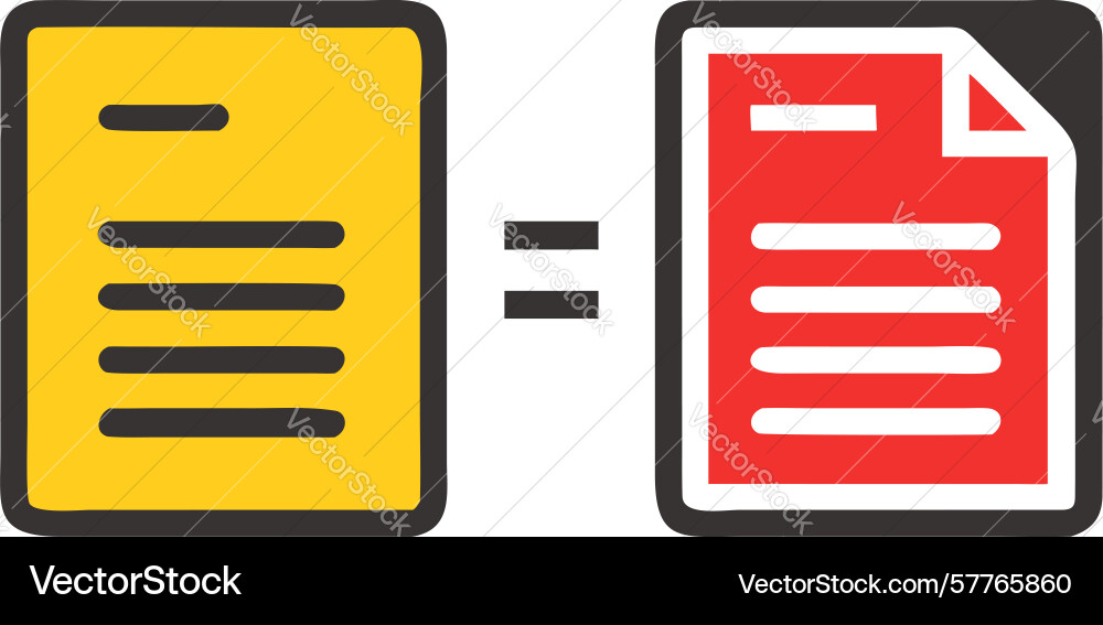 Document comparison equal files icon design Vector Image