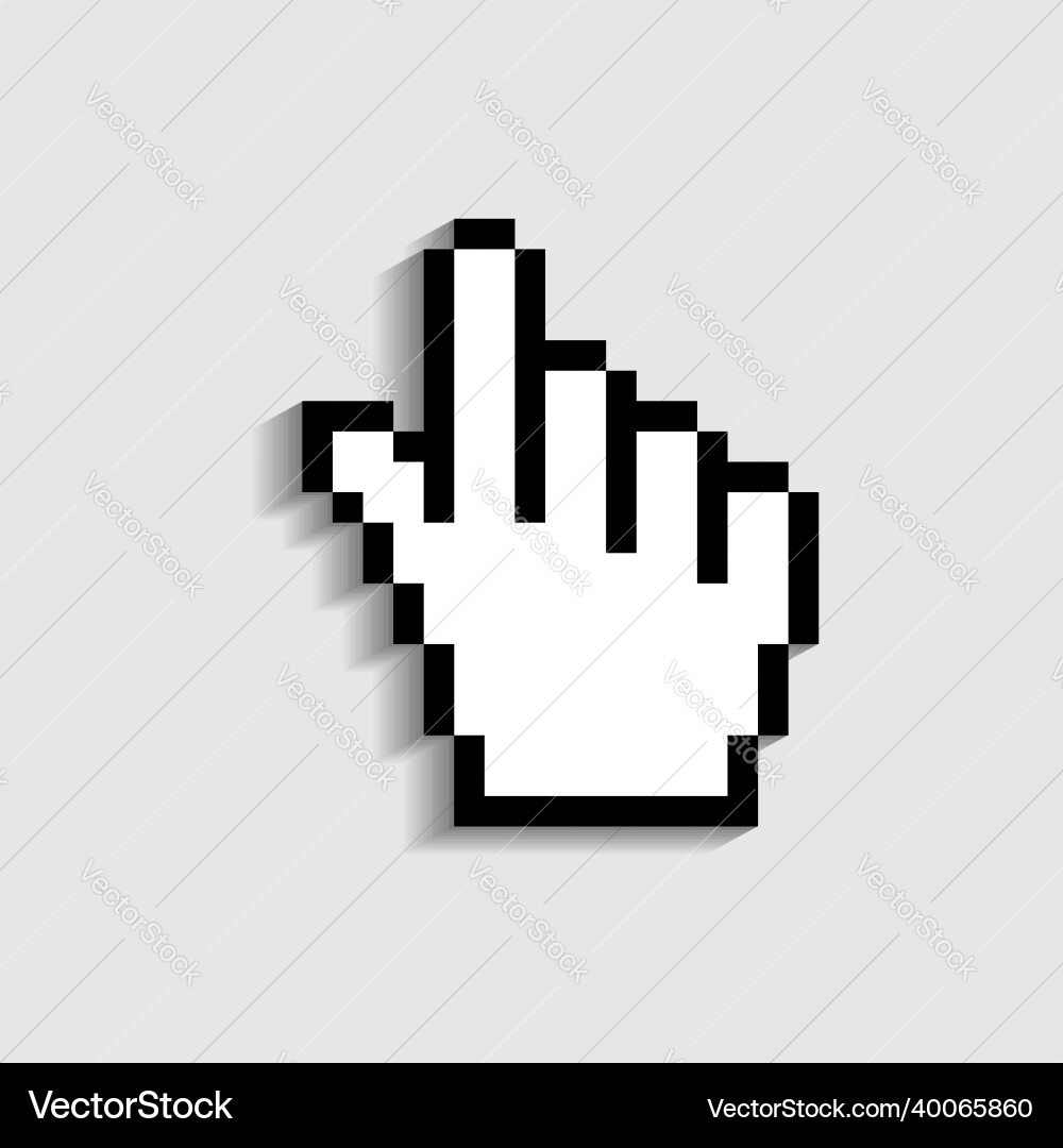 Hand cursor icon finger - pointer of mouse pixel vector image