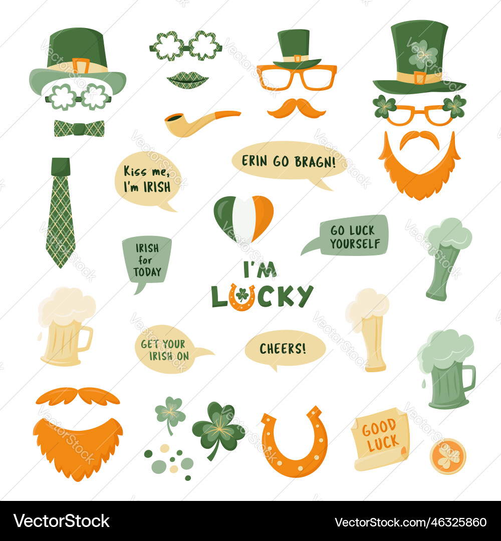 Photo booth props for st patricks day isolated Photo booth props for st patricks day isolated vector image