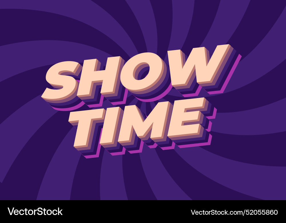 Show time text effect in 3d style with good colors Show time text effect in 3d style with good colors Vector Image