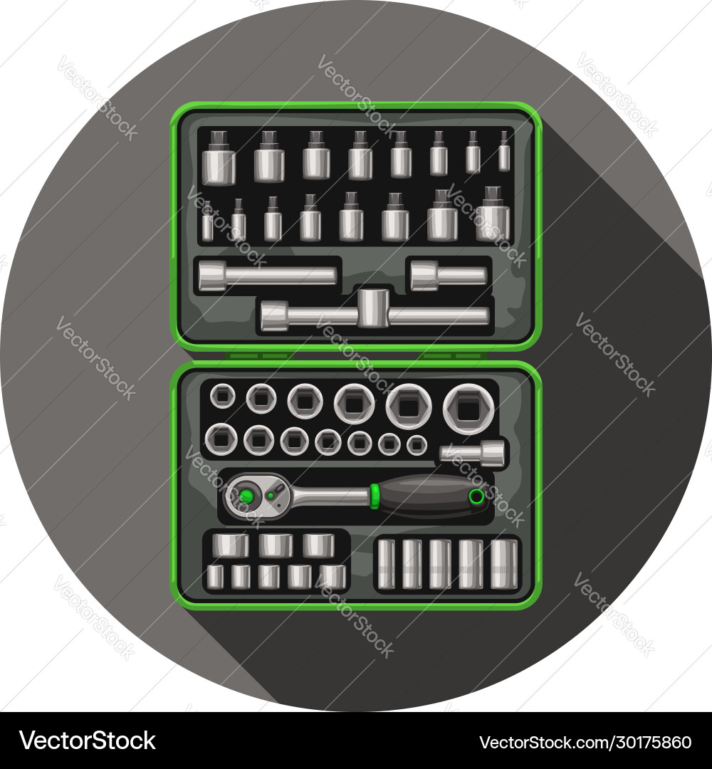 Socket spanner in box icon vector image
