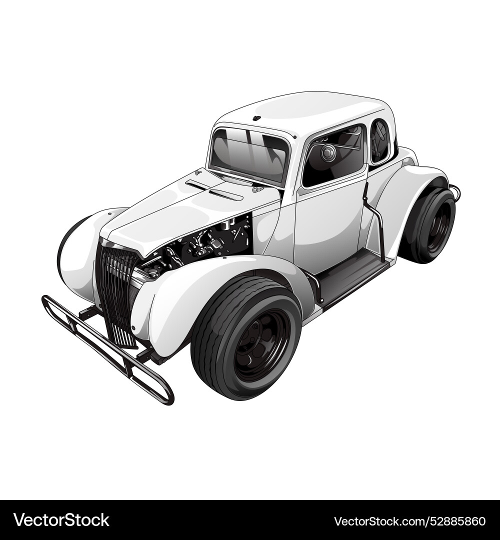 White drag racing car with black strip Royalty Free Vector