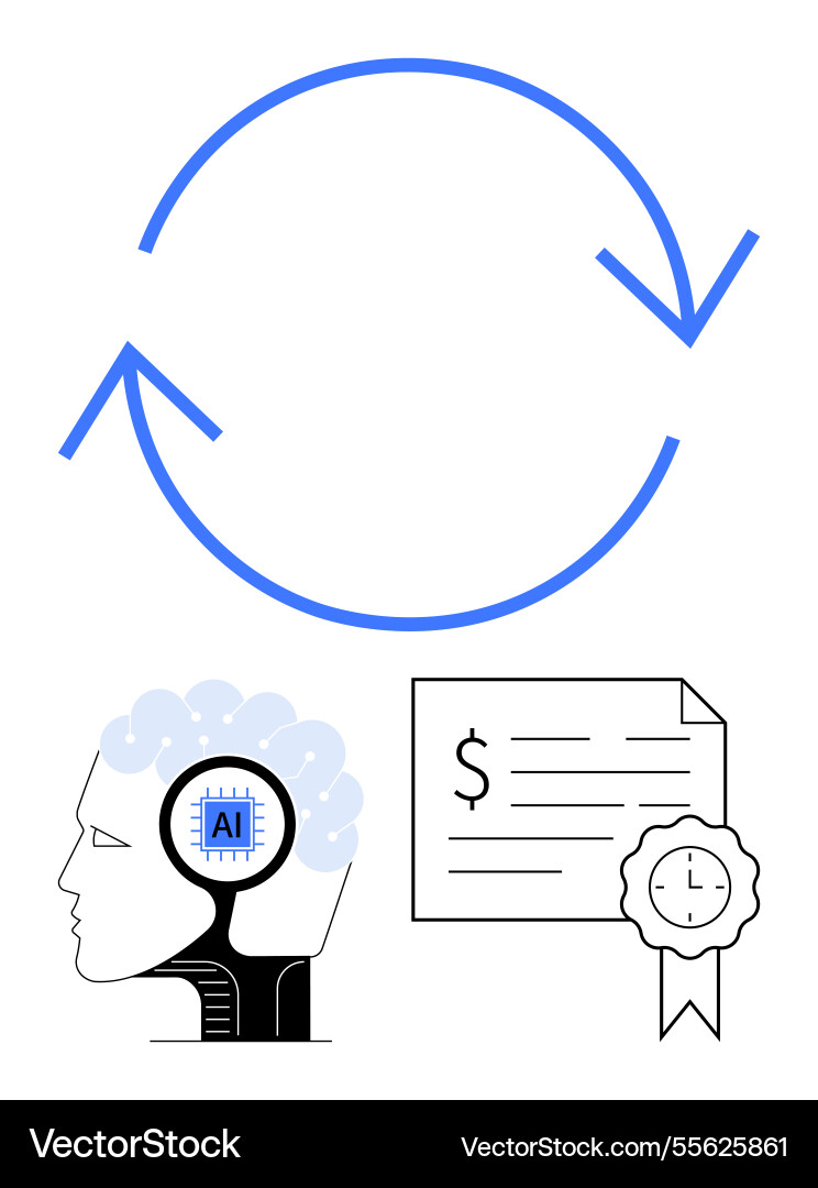 Circular arrow representing workflow automation vector image