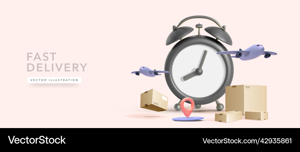 Concept fast delivery service with alarm clock Concept fast delivery service with alarm clock vector image