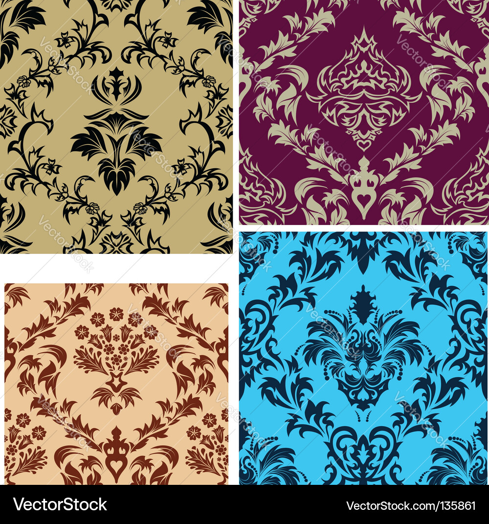 Damask patterns set Vector Image