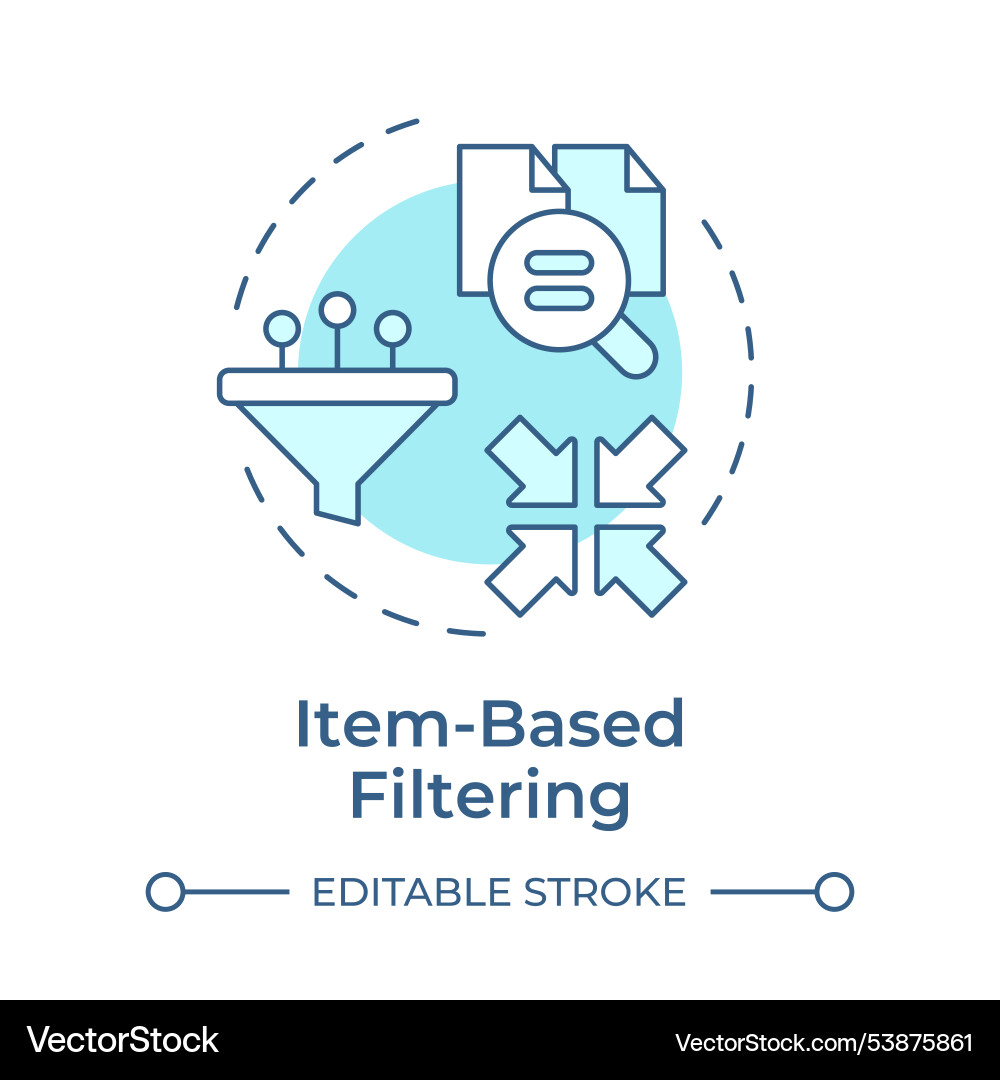 Item-based filtering soft blue concept icon Item-based filtering soft blue concept icon vector image