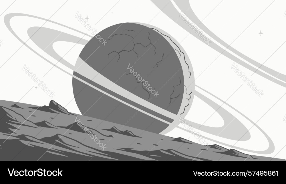 Ringed planet in cosmic space design generative ai Vector Image