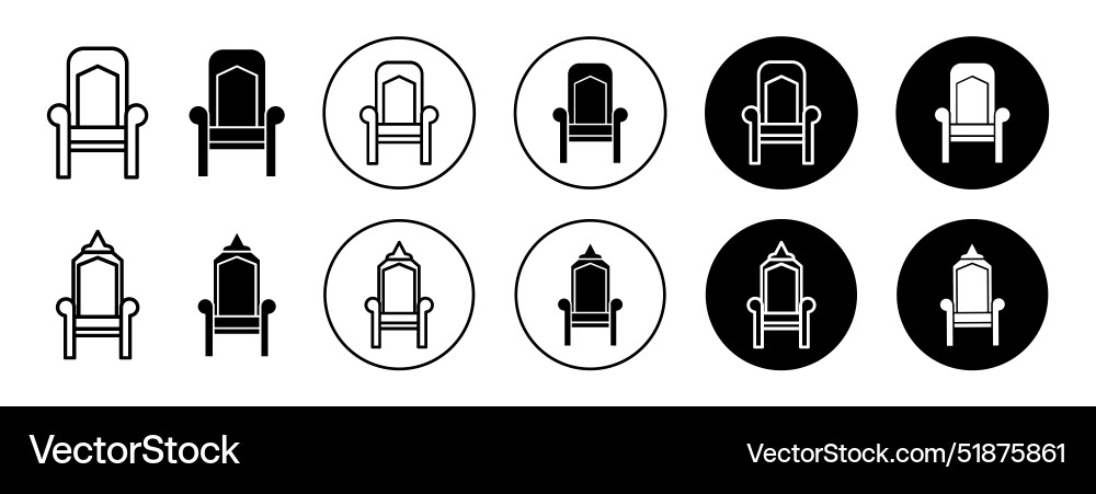 Royal throne icon outline flat Royalty Free Vector Image