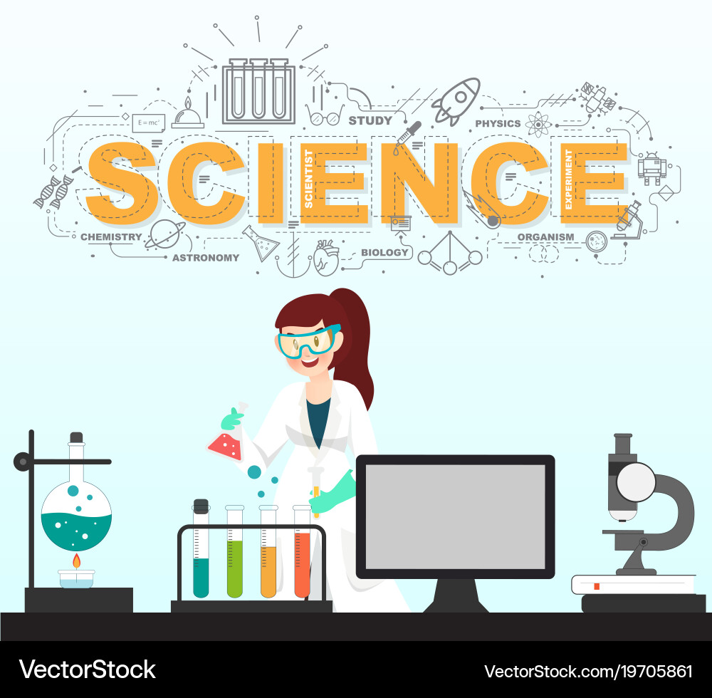 Scientist testing with science icons in laboratory vector image