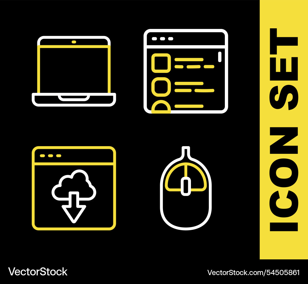 Set line browser files computer mouse cloud Set line browser files computer mouse cloud vector image