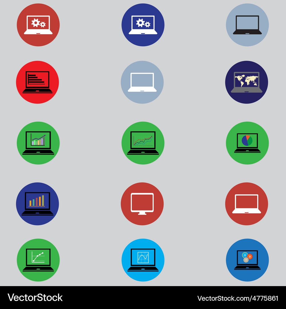 Set of icons with computers in flat design Vector Image