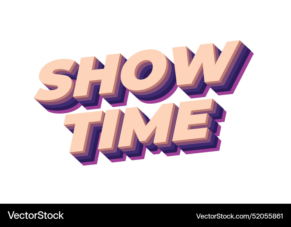 Show time text effect in 3d style with good colors Show time text effect in 3d style with good colors vector image