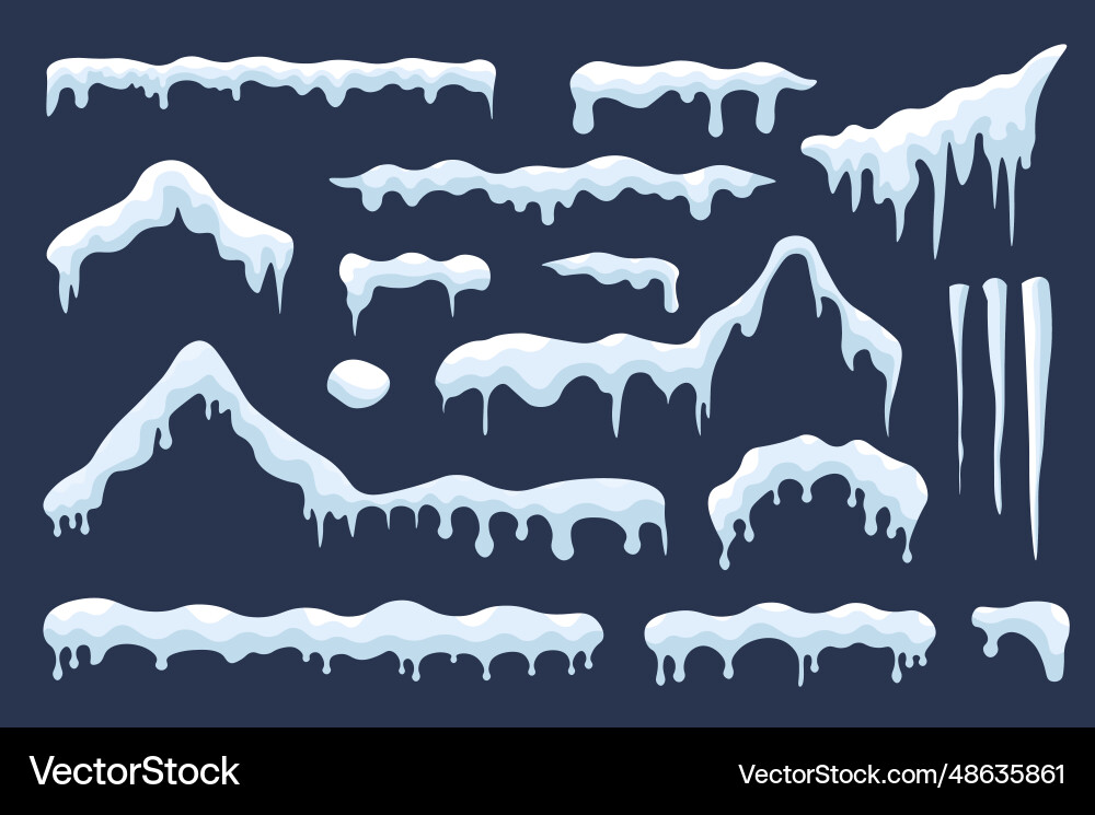 Snow ice caps mega set elements in flat design Snow ice caps mega set elements in flat design vector image