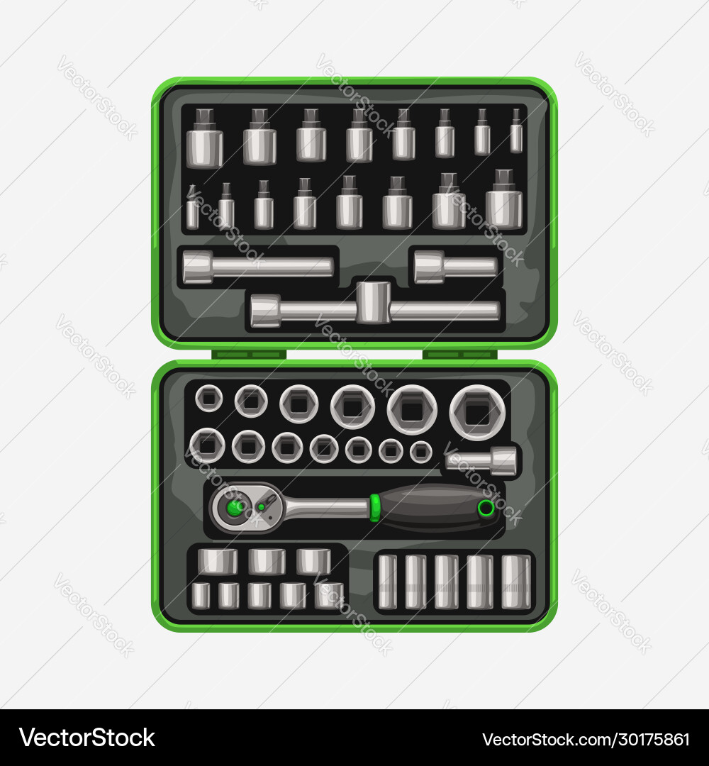 Socket spanner in tool box Socket spanner in tool box vector image