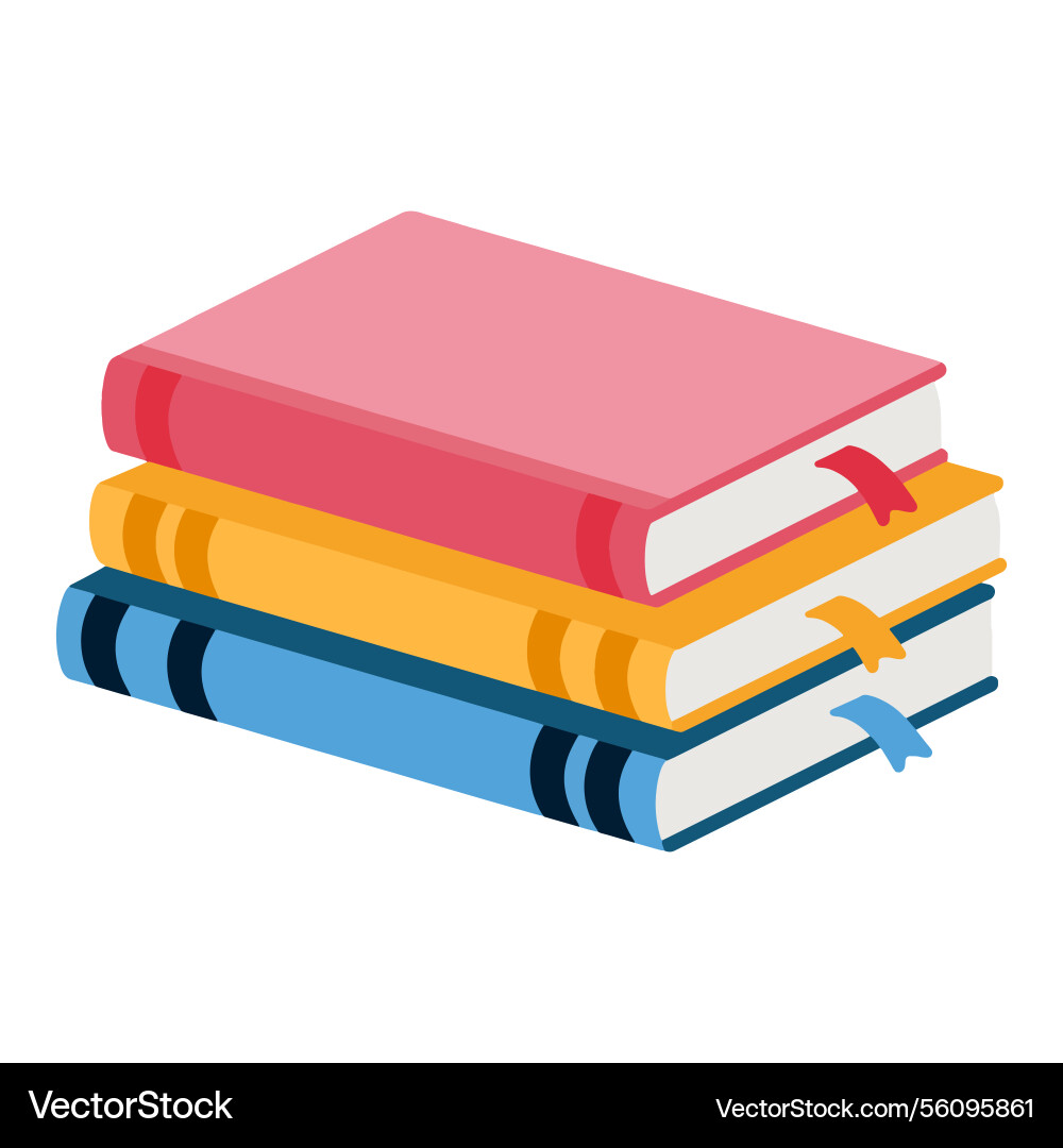 Stack of three colorful books various Stack of three colorful books various vector image