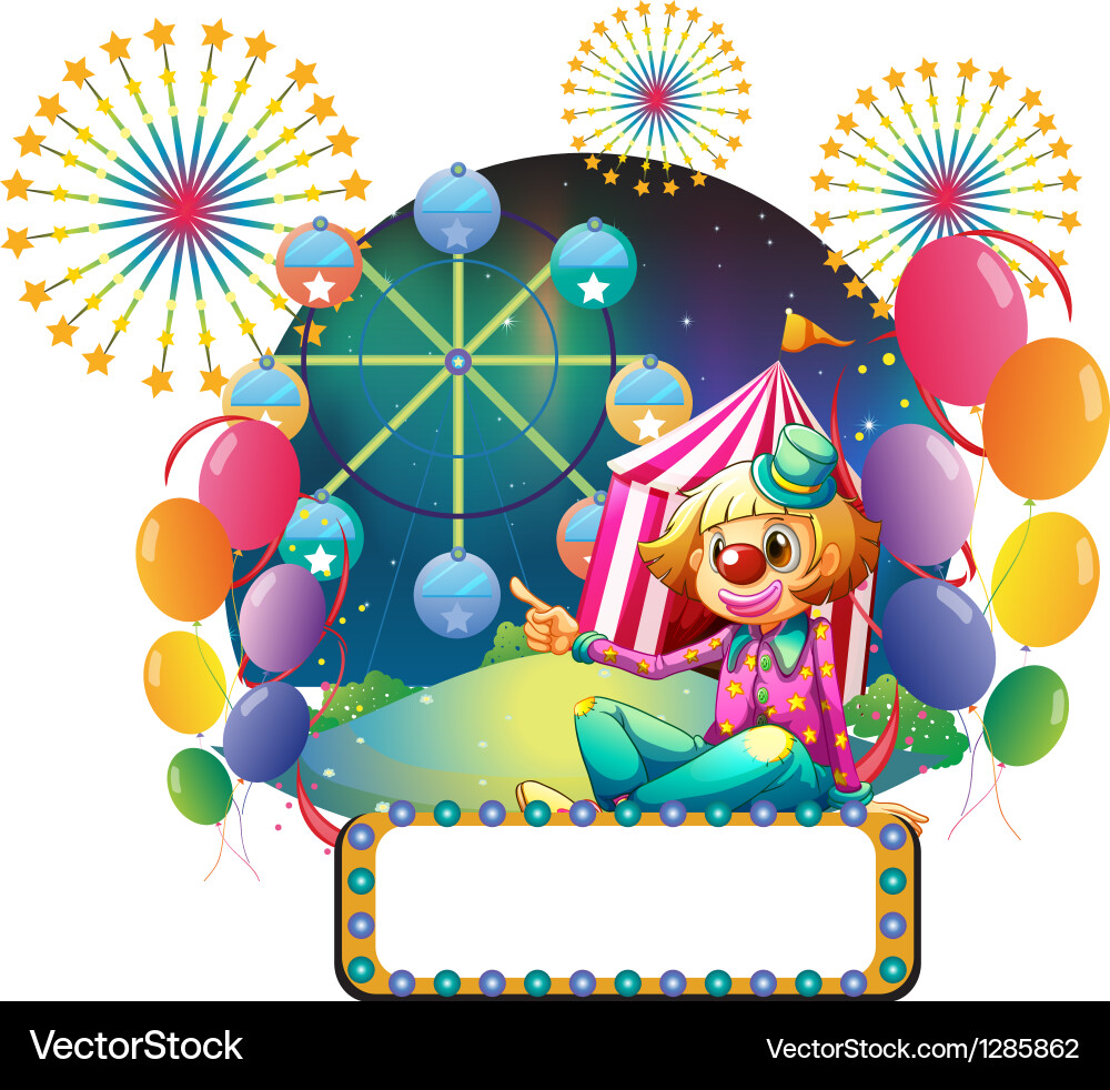 A clown at the back of an empty signage vector image
