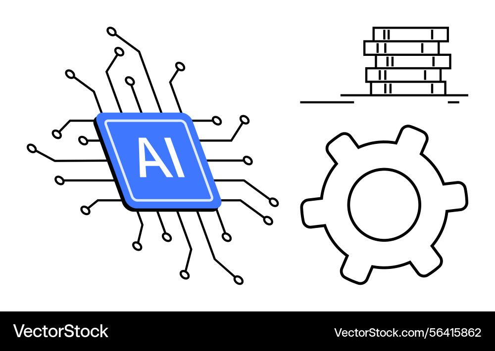 Artificial intelligence chip with circuit lines Artificial intelligence chip with circuit lines vector image
