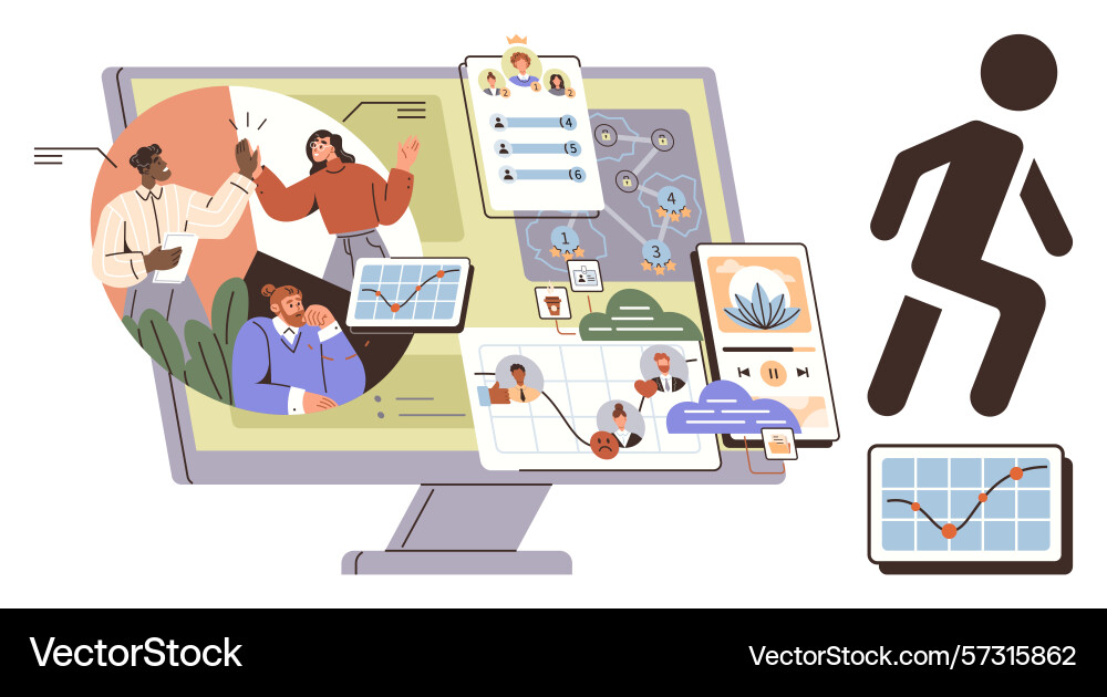 Collaborative teamwork and data analysis Collaborative teamwork and data analysis Vector Image