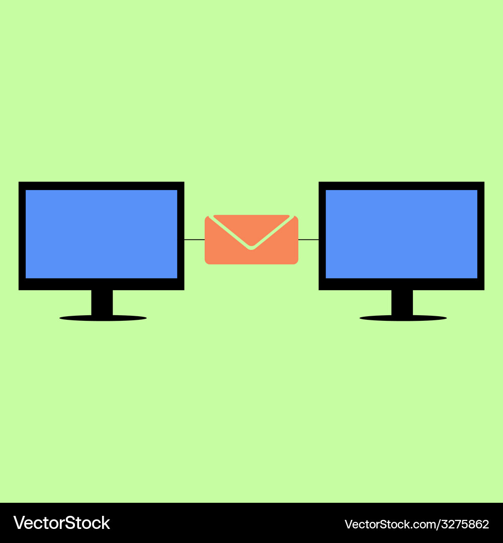 Computer mit Flat Style verbunden mit Post Vektorbild