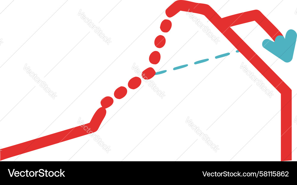 Declining Line Graph with Downtrend Arrow Vector Image