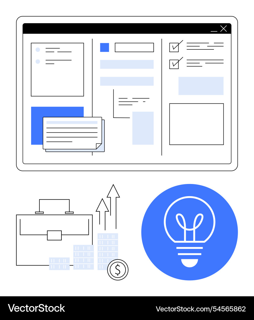 Digital project management dashboard with business Digital project management dashboard with business vector image