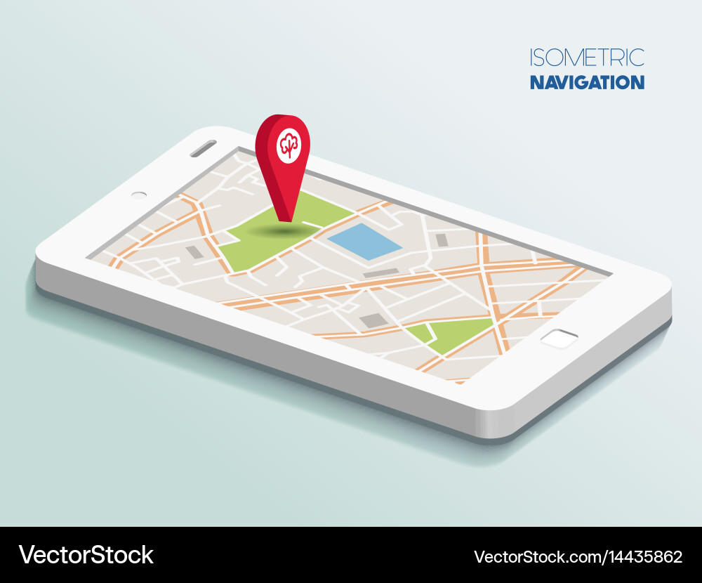 Isometric Smartphone Navigation Map Vector Image