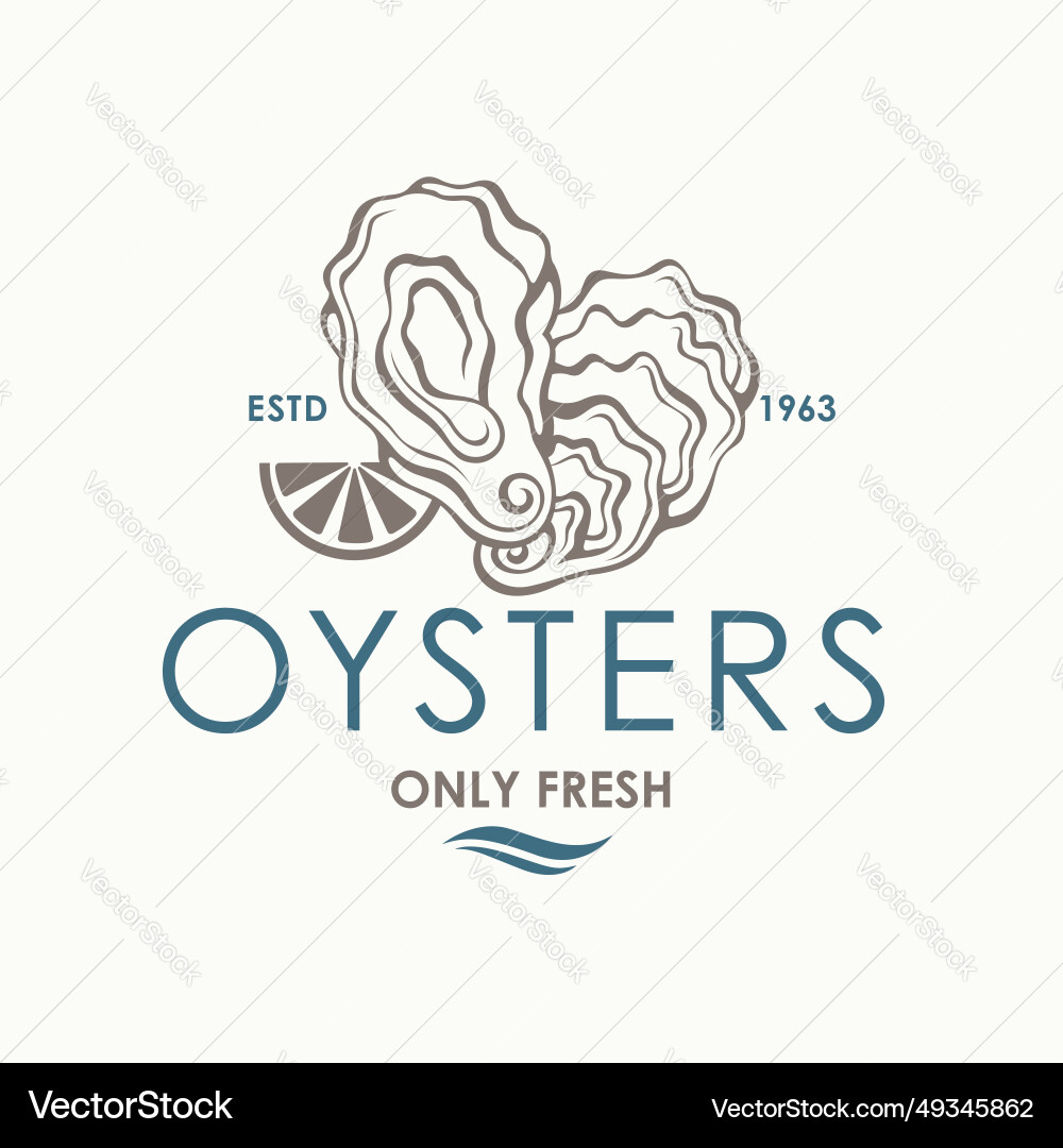 Oyster shell label Royalty Free Vector Image - VectorStock