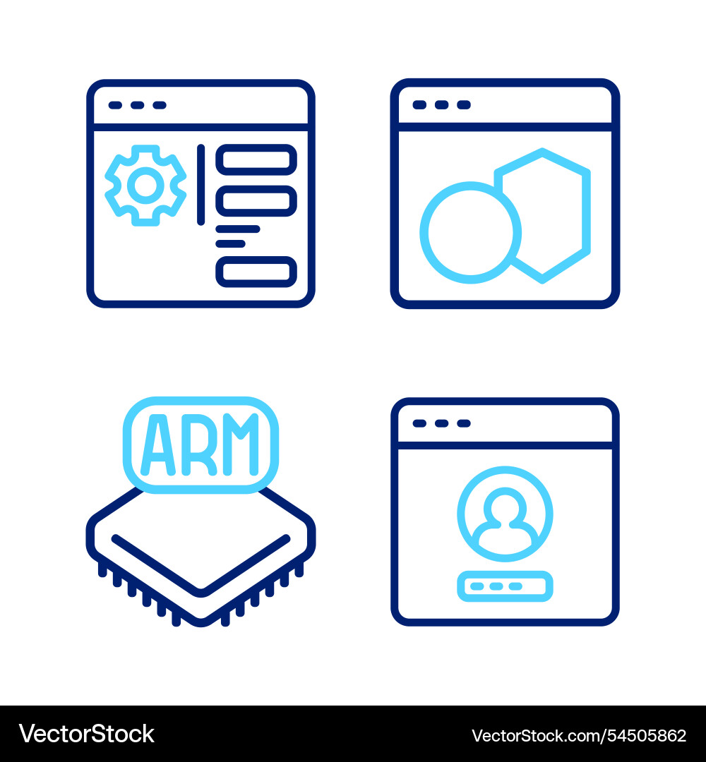 Set line create account screen processor software Set line create account screen processor software vector image