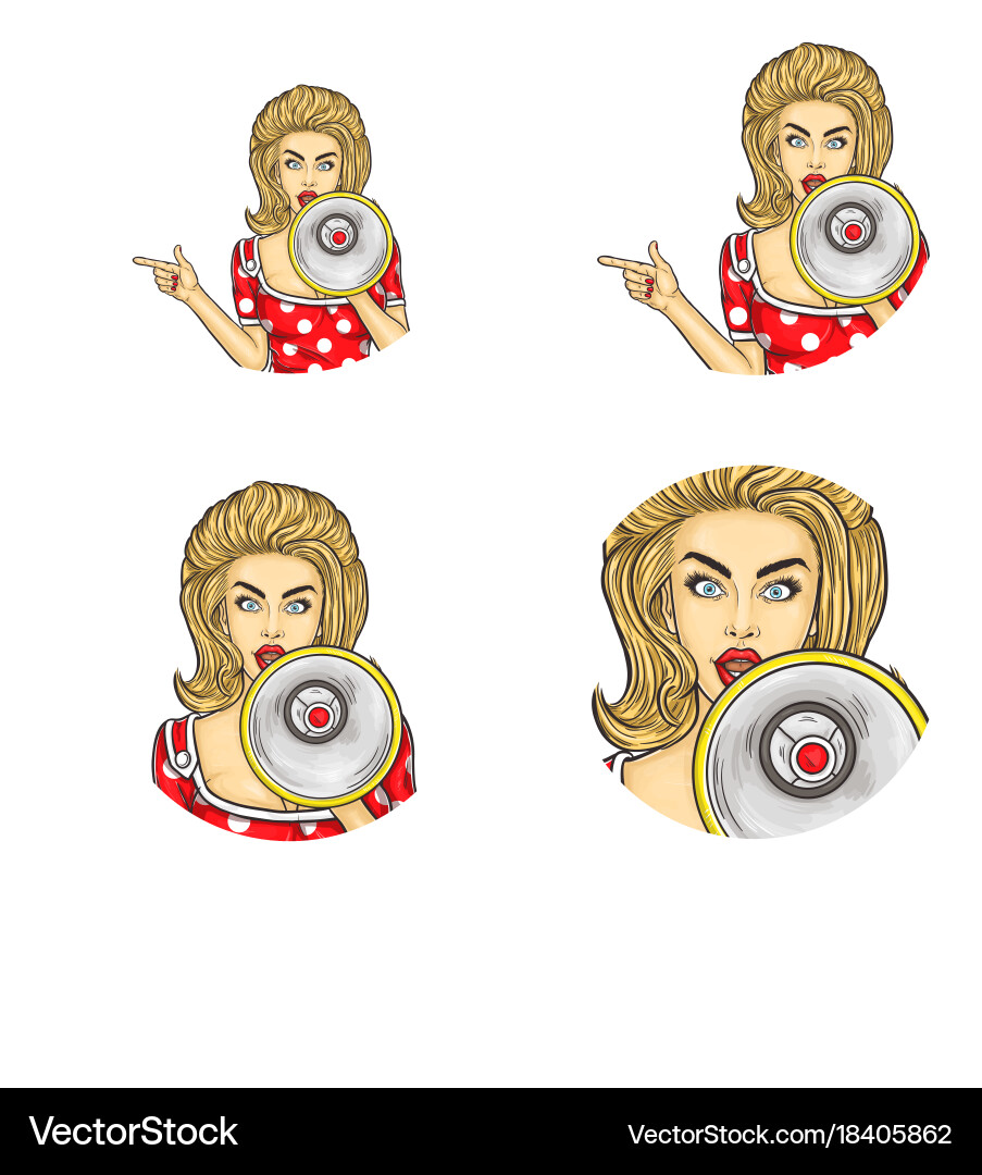 Set of pop art round avatar icons for users vector image