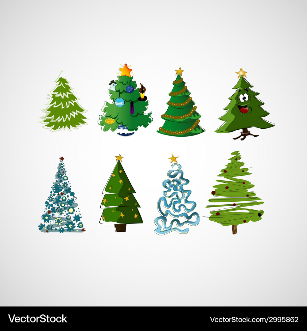 Set of trees on a light background Vector Image