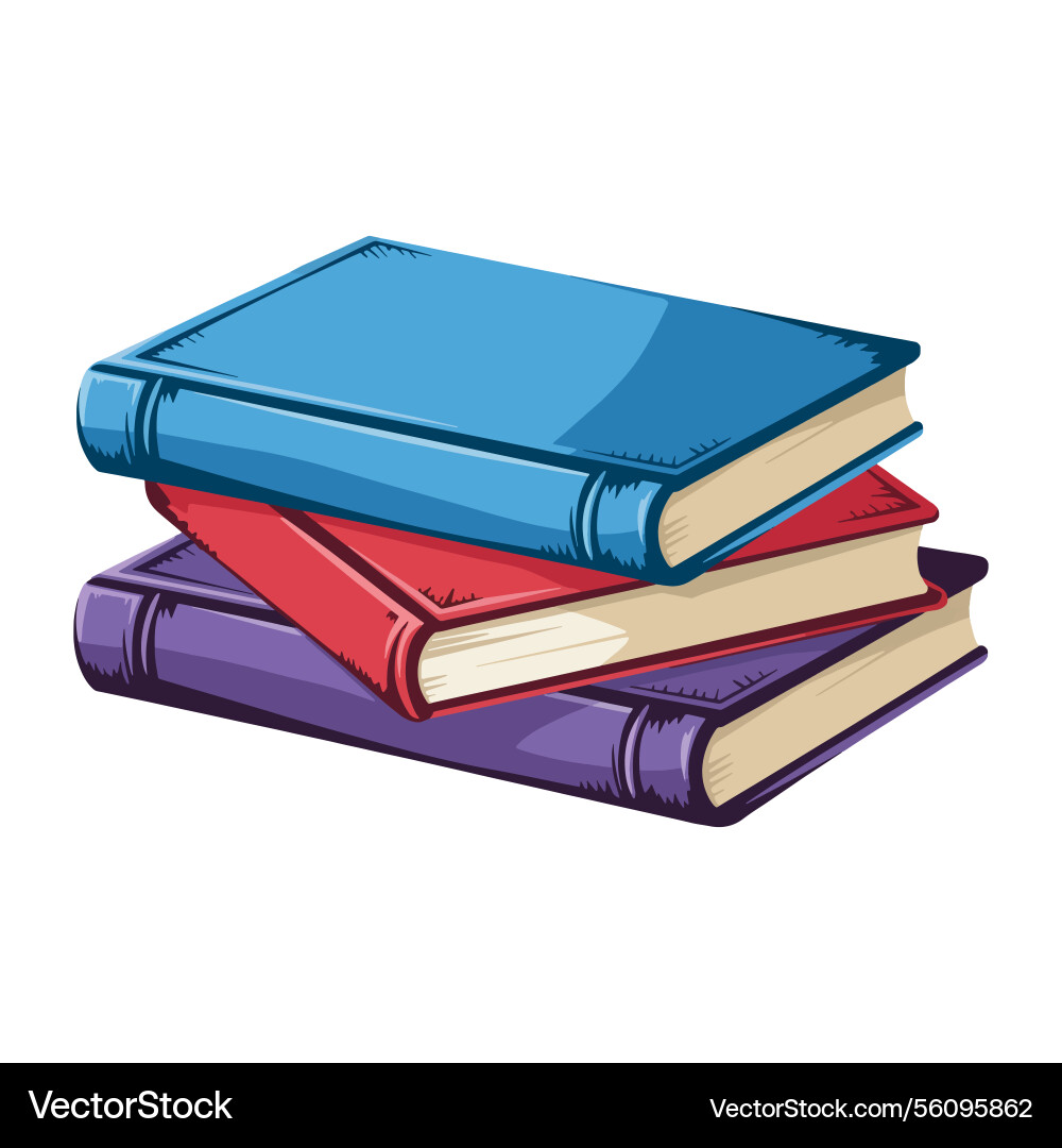 Stack of three colorful books various Stack of three colorful books various vector image