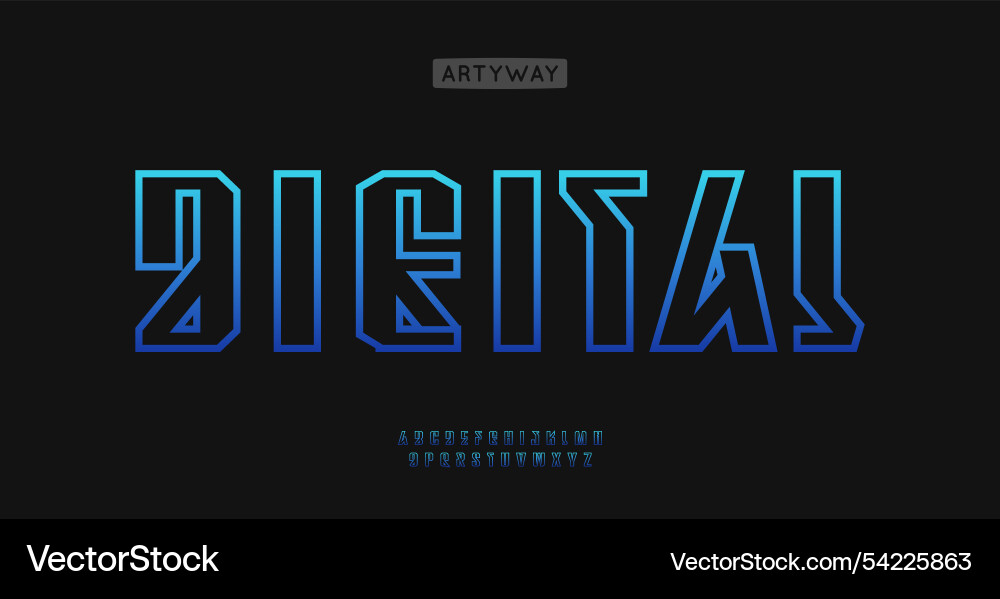 Angular linear alphabet contour edgy font Angular linear alphabet contour edgy font vector image