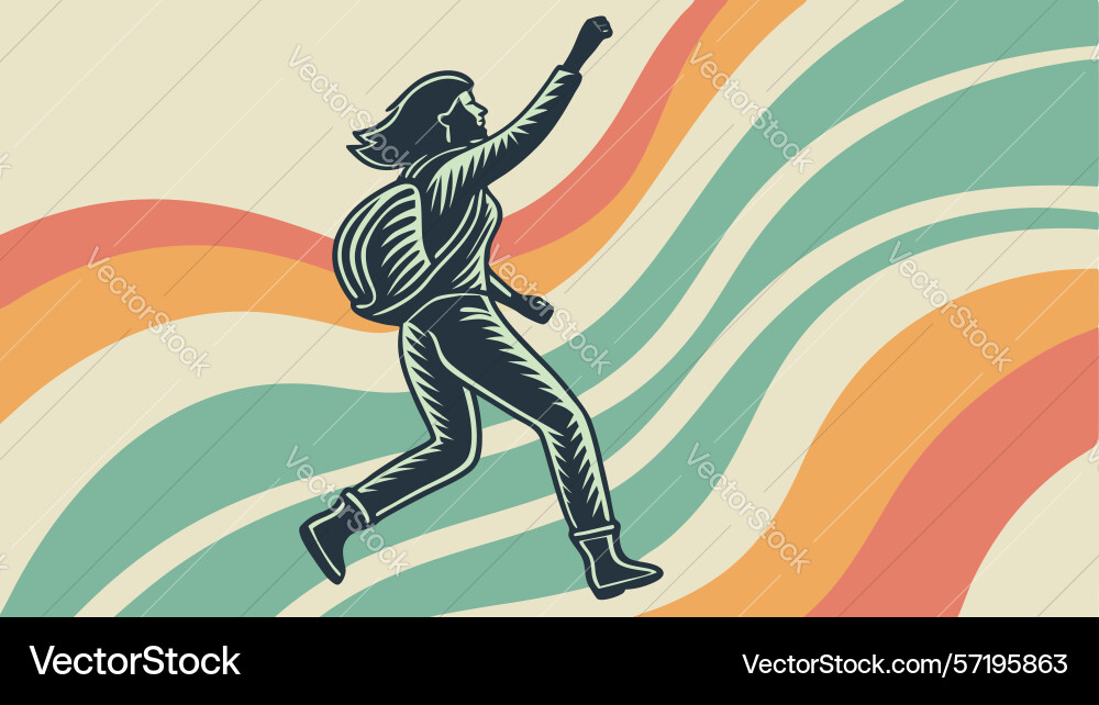 Dynamic runner with flowing abstract energy lines vector image