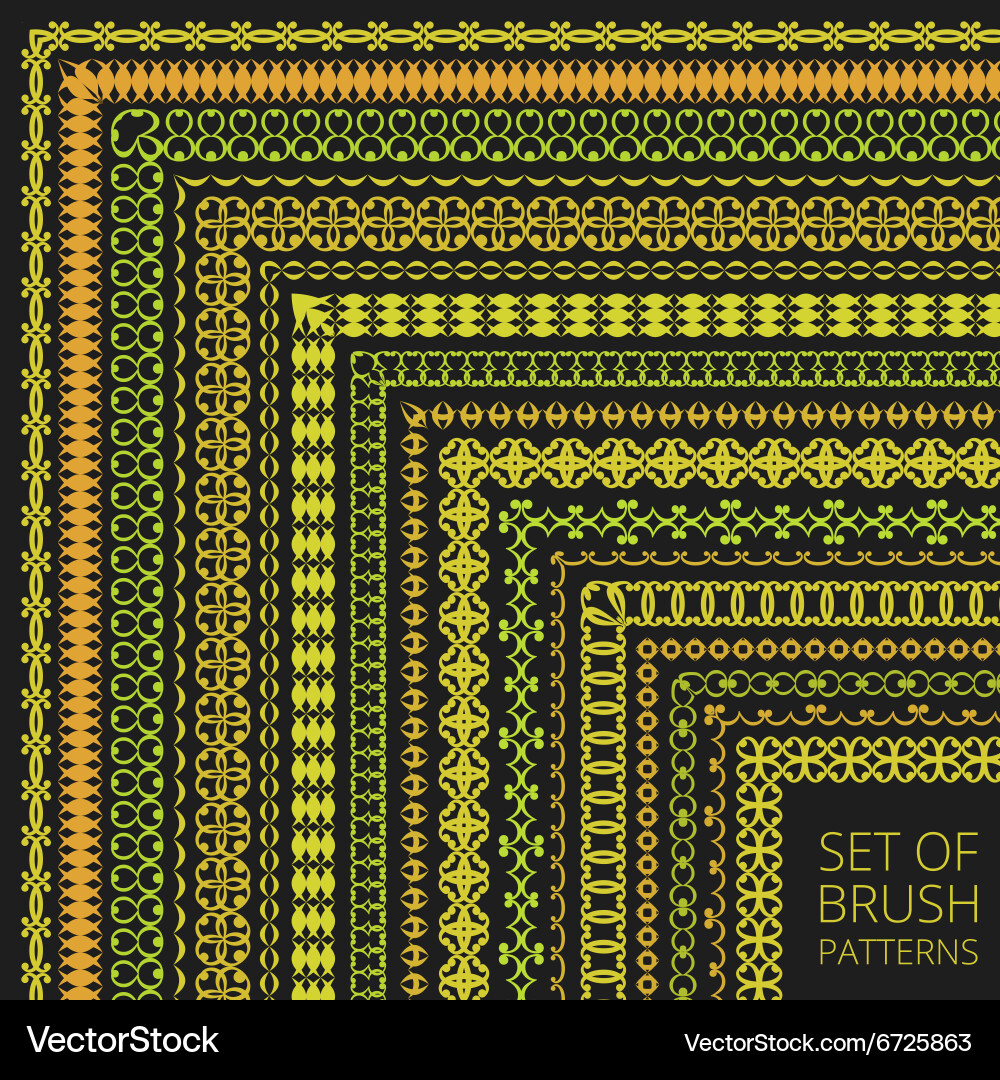 Golden Pattern Brush Set Royalty Free Vector Image